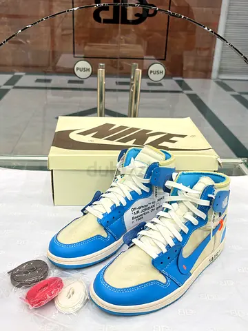 Nike Air Jordan X off white 1 Retro High OG - Blue/White, used, with box and extra laces