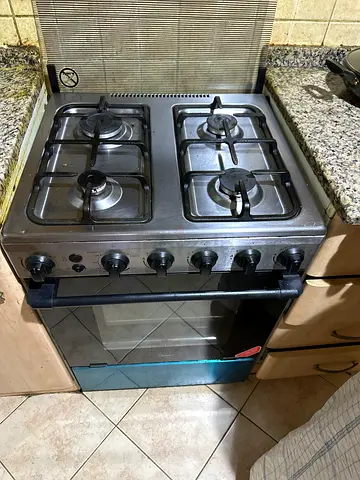 Stainless steel gas oven and 4-burner hob - used, working condition