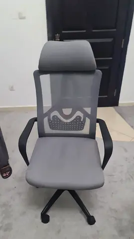 Ergonomic Grey Office Chair with Headrest - Good Condition