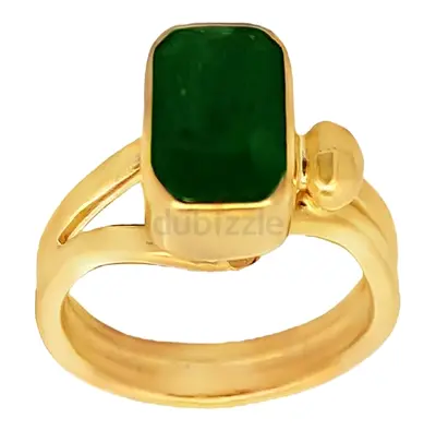 Gold-plated sterling silver ring weighing 4.74 g, featuring a 1.95-carat emerald stone.