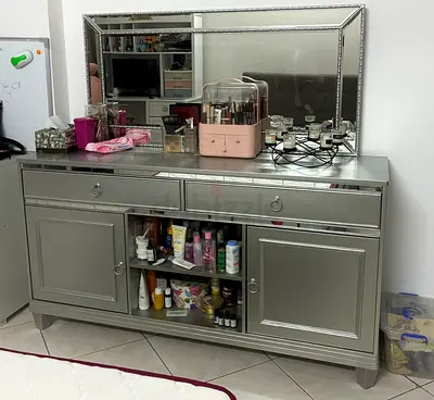 Modern Silver Dresser with Mirror