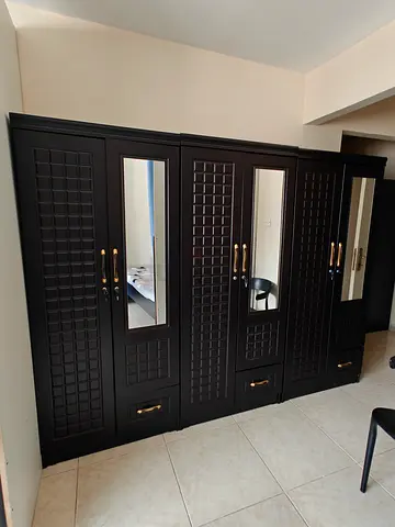 URGENT - MOVE OUT SALE Large Dark Wood 2-Door Wardrobe with Mirrors