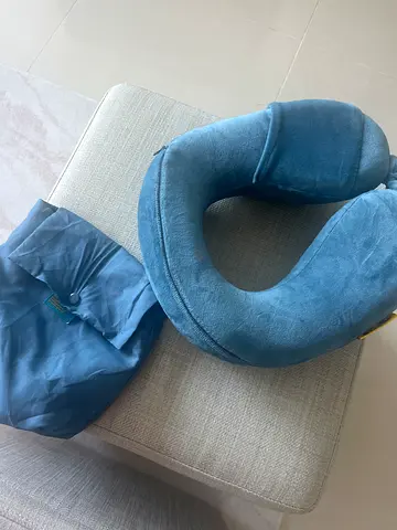 Blue Memory Foam Travel Neck Pillow with Carry Pouch - Never used