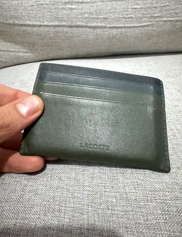 Lacoste slim leather card holder - green