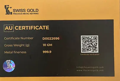 10g Gold Bar - AU 999.9 Swiss Gold