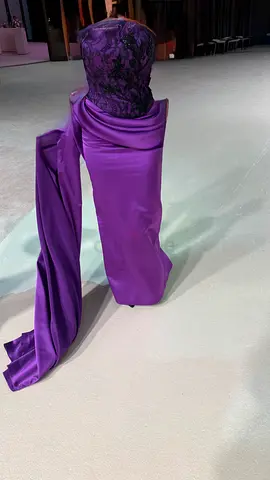 Evening Strapless Purple Gown with Lace Bodice - Size s المصممه نور فتح الله