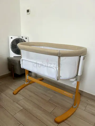 Beige Wooden Frame Baby Bassinet / next to me bassinet