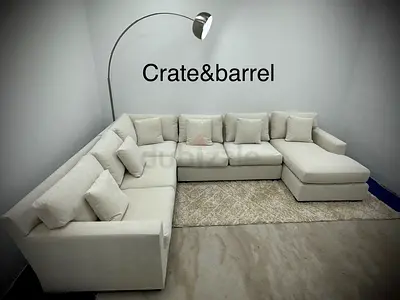 Beige color cratebarrel sofa