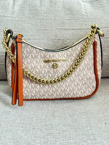 Michael Kors small chain-strap shoulder bag in beige monogram