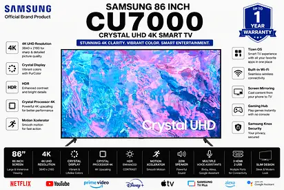 Samsung 85 CU7000 Crystal UHD 4K Smart TV