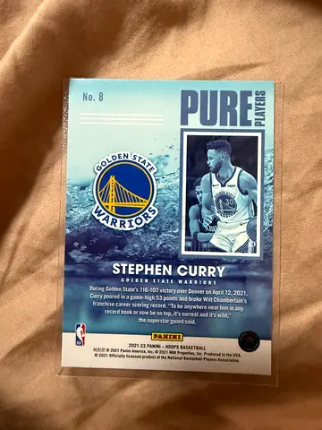 Stephen Curry Golden State Warriors Panini Pure Players Trading Card no. 8 holo gold
