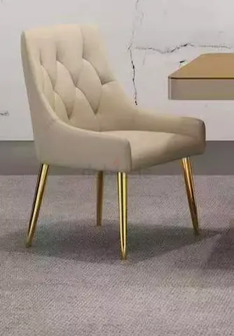 Beige Upholstered Dining/Accent Chair with Gold Legs