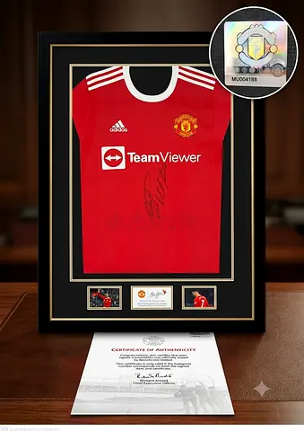Cristiano Ronaldo Framed Signed Manchester United Home Jersey with COA Cristiano Ronaldo