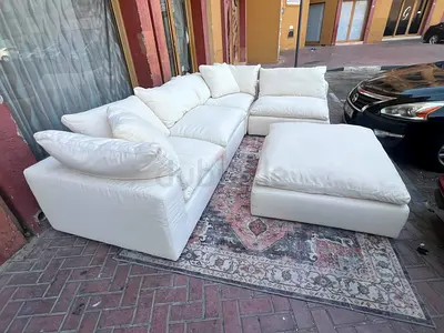 Marina home luscious feather filled sofa with footstool