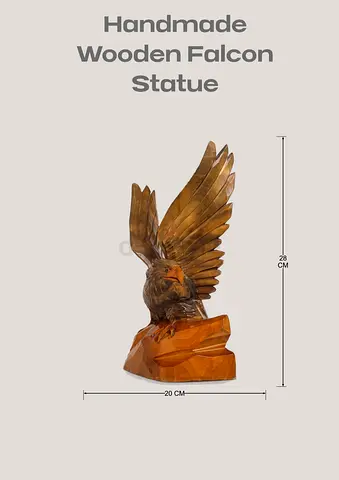 Striking Hand-Carved Wooden Falcon Statue