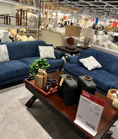 Unique Blue, 4 seater and 3 seater set from Home Center great condition and quality LARGE