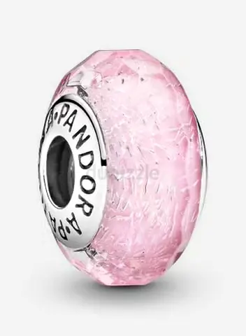 Pandora PINK Shimmer Faceted Murano Glass Charm Silver925ALE Authentic 791650
