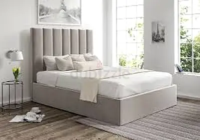 Brand new velvet fabric  queen size Bed Frame with medical mattress Light Grey