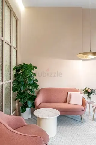 Two-seater pink sofa and accent chair set - modern