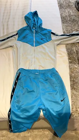 Nike two-piece tracksuit jacket and joggers - light blue/white, men’s size (see details)