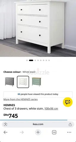 IKEA HEMNES Chest of 3 Drawers White Stain