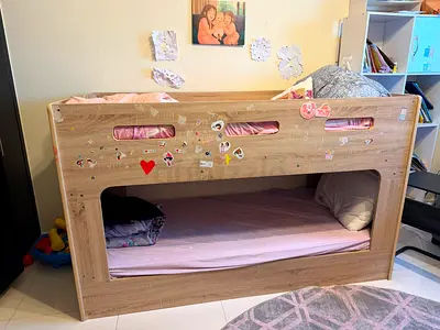 Wooden Bunk-Style Toddler Bed (single over single) in good used condition