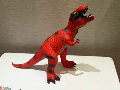 Toy Major Red T-Rex Dinosaur Action Figure with Black Stripes