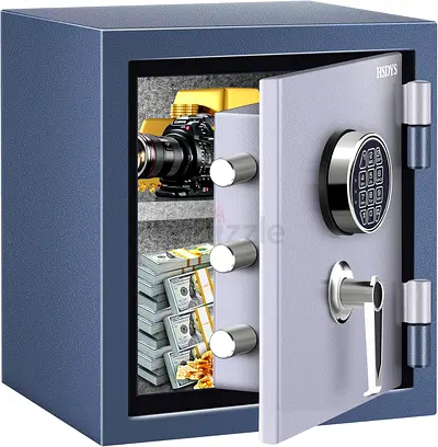Fireproof safe, 1.0 cubic foot capacity, with numeric keypad and key lock, home safe.