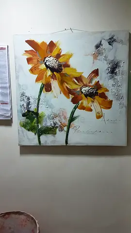 Hand-painted Floral Canvas Wall Art - Sunflower Design