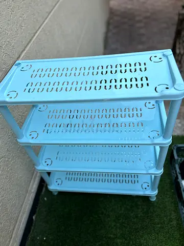 Light Blue Plastic 4-Tier Multipurpose Storage Rack