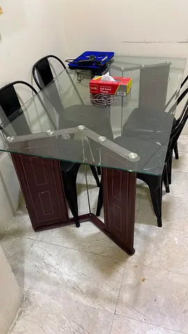 Set of 4 Metal Dining Chairs - Black, Durable Industrial Style