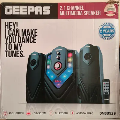 Geepas 2.1 Speaker with RGB Lighting, Bluetooth, Radio