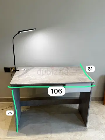 Compact study desk with single drawer - grey finish