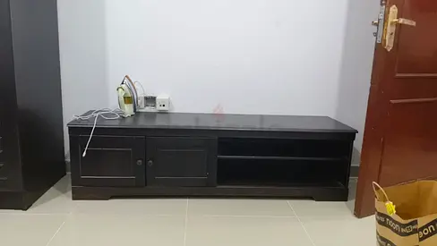 Dark wood TV cabinet / media console with storage