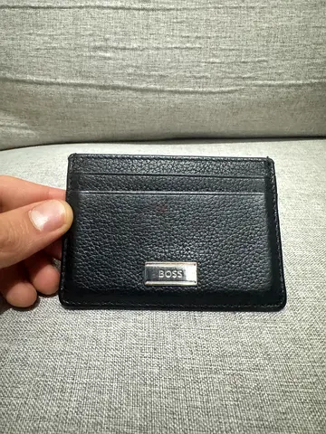 Black Hugo Boss Leather Card Holder / Slim Wallet