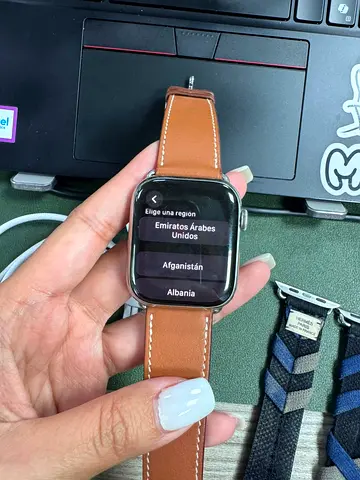Used Hermes Apple Smartwatch with Brown Leather Strap (Good Working Condition + No Box)