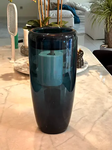 Marina home Tall blue glass  vase — modern centerpiece