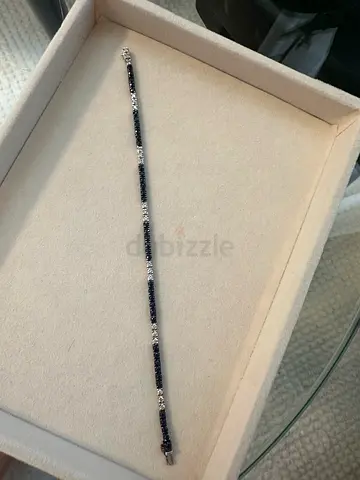 Natural blue sapphire and white diamonds tenis bracelet