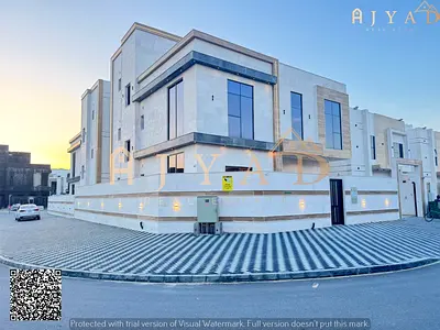For sale: villa in Al Helio 2 Ajman, corner unit, 7 rooms, central AC, land 3735 sq ft, built 4800 sq ft, price includes registration and ownership