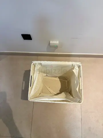 White Woven Laundry / Storage Basket with Fabric Liner