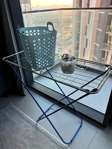 Folding Laundry Drying Rack with Laundry Basket and Pegs