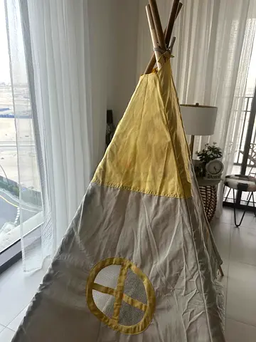 Childrens Indoor Play Teepee Tent - Light Yellow Beige