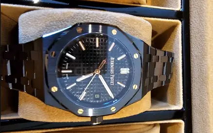 Audemars Piguet style black stainless steel mens watch - brand new