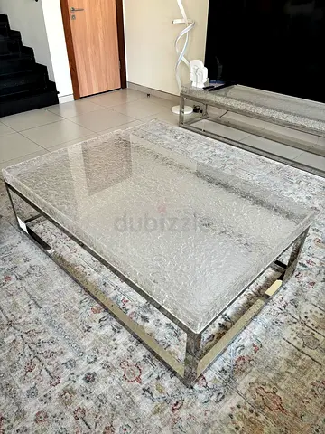 Modern Glass Top Coffee Table with Chrome Frame - Like New PAN HOME - 150 X 45 X 90 cm