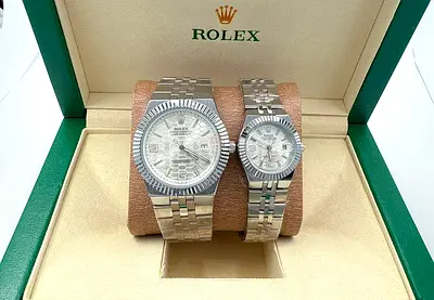 Pair of Rolex-style His and Hers Stainless Steel Watches (Set)