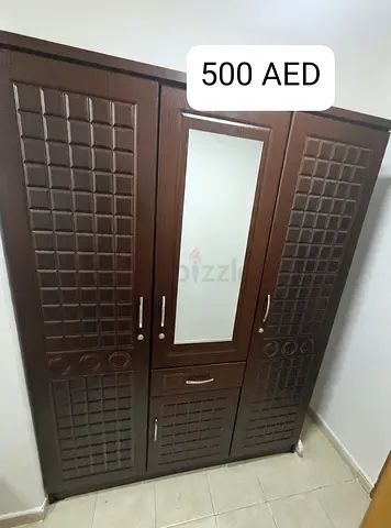 Wooden 3-Door Wardrobe with Mirror and Drawers