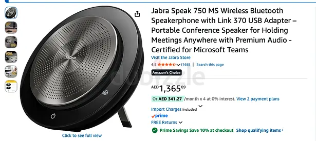 Jabra Speak 750 MS Wireless Bluetooth Conference Speakerphone - Certified for Microsoft Teams
