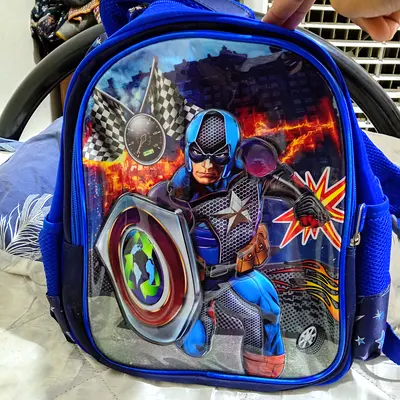 Kids Captain America-themed Backpack / School Bag - Blue, Good Condition