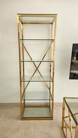 Gold Bookshelf with Glass Shelves