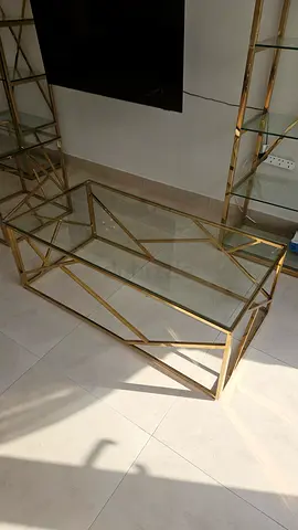 Gold Low Coffee Rectangular Table with Glass top